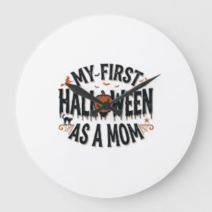 Mein erstes Halloween als Mama Vintage-Halloween-D Große Wanduhr