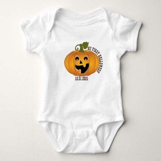 Mein erstes Halloween Baby Bodysuit - Spooky Pumpk Baby Strampler (Vorderseite)