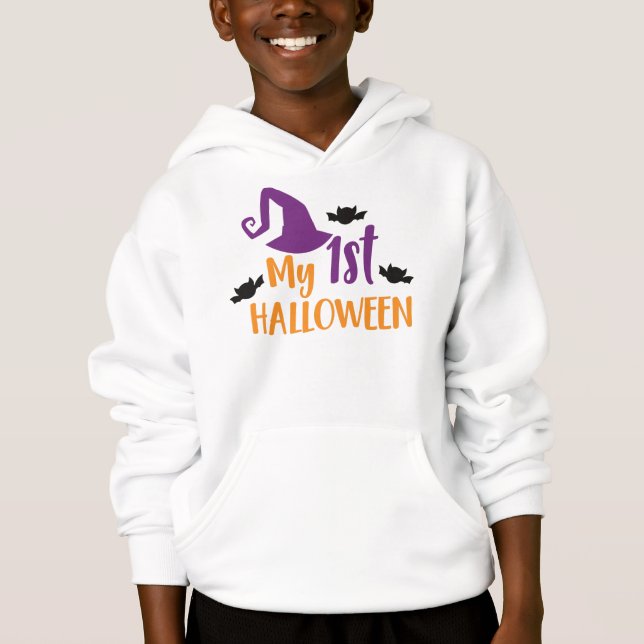 Mein erstes Halloween, Hexenhut, Hut, Fledermäuse Hoodie (Vorderseite)