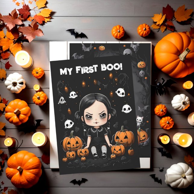 Mein erstes Halloween Mein erster Boo Einladung (Halloween cute spooky little  Wednesday my first halloween party invitation.)