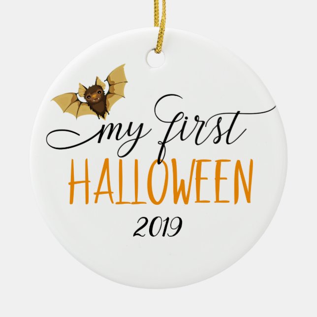 Mein erstes Halloween-Niedliches Bat Keramik Ornament (Vorne)