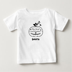 Mein erstes Halloween. Schwarz und Weiß. Bearbeitb Baby T-shirt