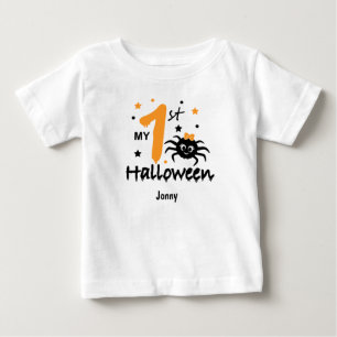 Mein erstes Halloween. Spinne, Sterne, bearbeitbar Baby T-shirt