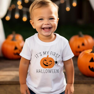 Mein erstes Halloween-Spinnen-Kürbis-Baby-Junge Baby T-shirt