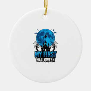 Mein erstes Halloween Vintage verfluchtes Schloss  Keramik Ornament