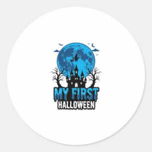 Mein erstes Halloween Vintage verlassene Burg Baby Runder Aufkleber