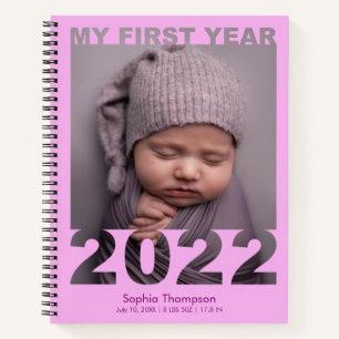 Mein erstes Jahr 2022 Moderne ausgeschnittene Baby Notizbuch