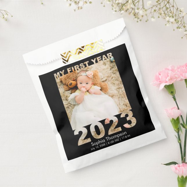 Mein erstes Jahr 2023 Modernes Cutout Baby Foto Bl Geschenktütchen (Versiegelt)