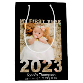 Mein erstes Jahr 2023 Modernes Cutout Baby Foto Bl Mittlere Geschenktüte
