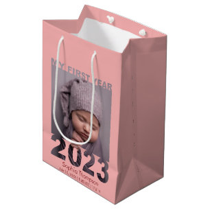 Mein erstes Jahr 2023 Modernes Cutout Baby Foto Co Mittlere Geschenktüte