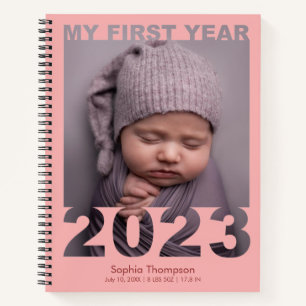 Mein erstes Jahr 2023 Modernes Cutout Baby Foto Co Notizbuch