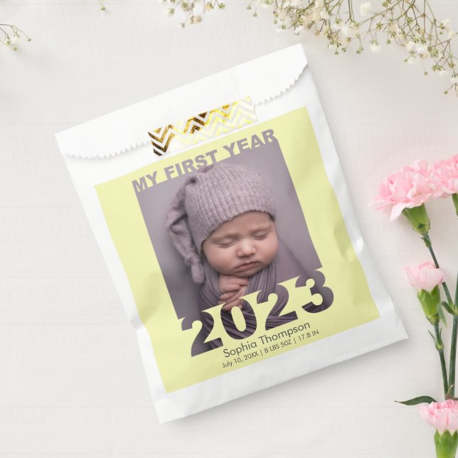 Mein erstes Jahr 2023 Modernes Cutout Baby Foto ge Geschenktütchen (Versiegelt)
