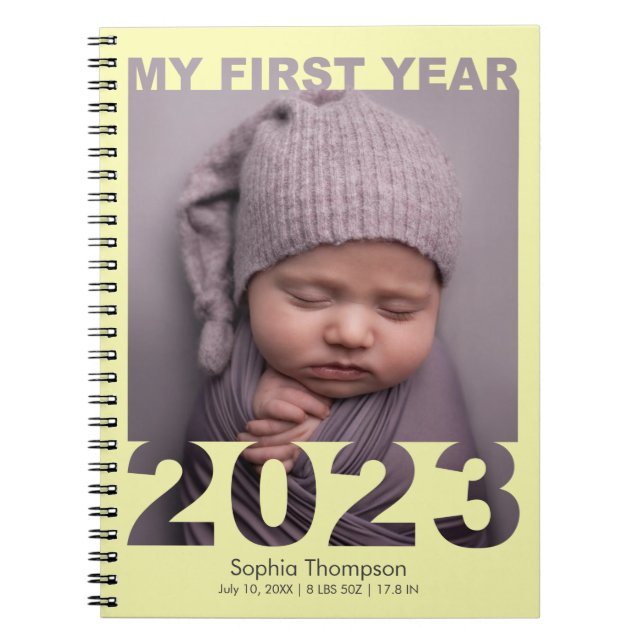 Mein erstes Jahr 2023 Modernes Cutout Baby Foto ge Notizblock (Vorderseite)