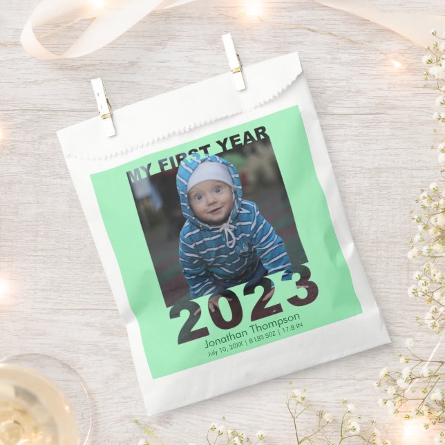 Mein erstes Jahr 2023 Modernes Cutout Baby Foto Gr Geschenktütchen (Ausgeschnitten)