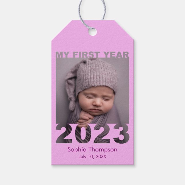 Mein erstes Jahr 2023 Modernes Cutout Baby Foto Pi Geschenkanhänger (Vorderseite)