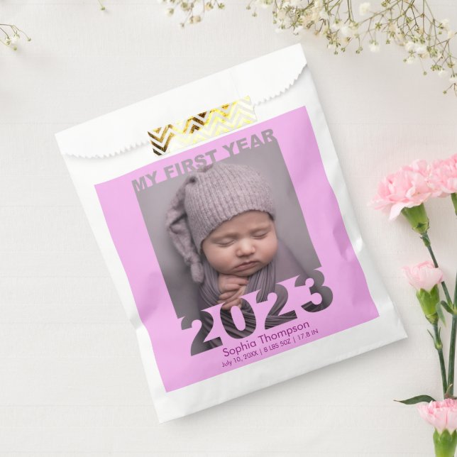 Mein erstes Jahr 2023 Modernes Cutout Baby Foto Pi Geschenktütchen (Versiegelt)