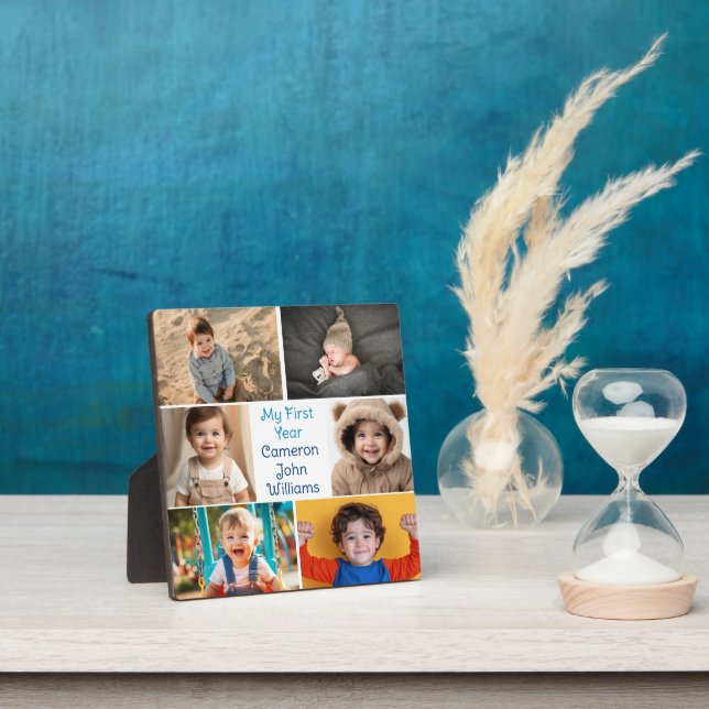 Mein erstes Jahr Baby Boy Foto Collage Niedliche G Fotoplatte (InSitu)