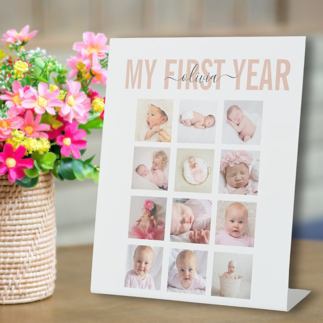 Mein erstes Jahr Baby Name 12 Foto Collage Poster Sockelschild (Von Creator hochgeladen)