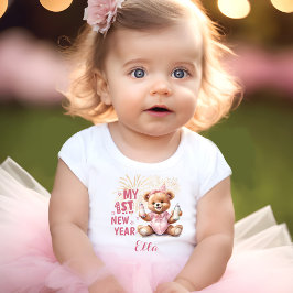 Mein erstes Mädchen im Neujahr Name Pink Bear Baby T-shirt