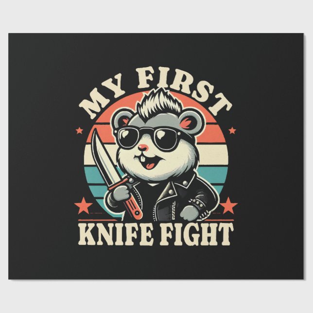 Mein erstes Messer Kampf - Cooler Hamster Geschenkpapier (Flach)
