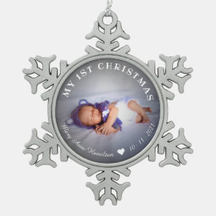 Mein erstes Neugeborenes-Foto Snowflake Pe Schneeflocken Zinn-Ornament