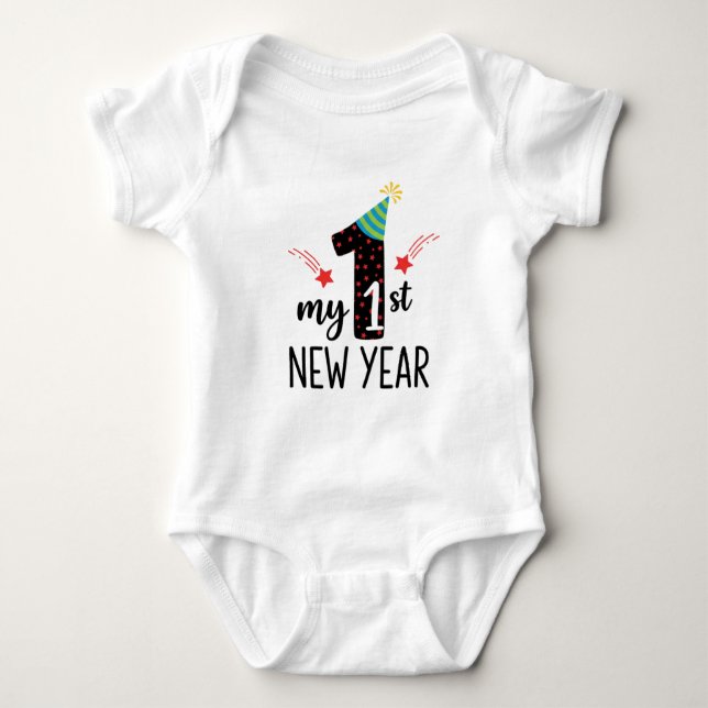 Mein erstes Neujahrsbaby 2026 Süßes Neujahrsoutfit Baby Strampler (Vorderseite)