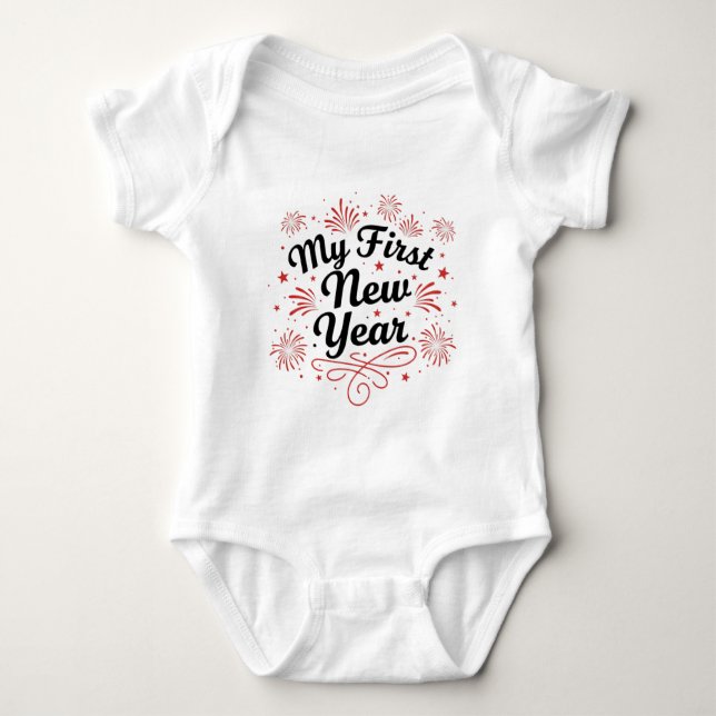 Mein erstes Neujahrsbaby 2026 Süßes Neujahrsoutfit Baby Strampler (Vorderseite)