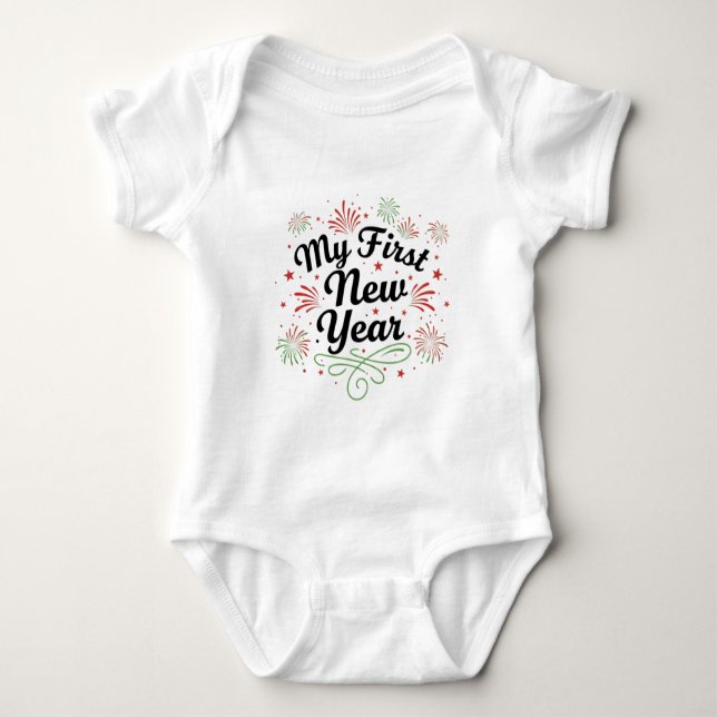 Mein erstes Neujahrsbaby 2026 Süßes Neujahrsoutfit Baby Strampler (Vorderseite)