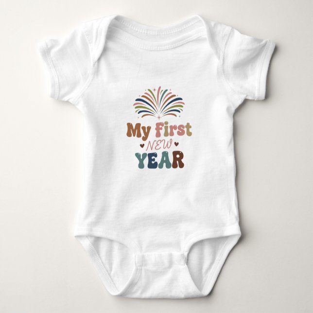 Mein erstes Neujahrsbaby 2026 Süßes Neujahrsoutfit Baby Strampler (Vorderseite)