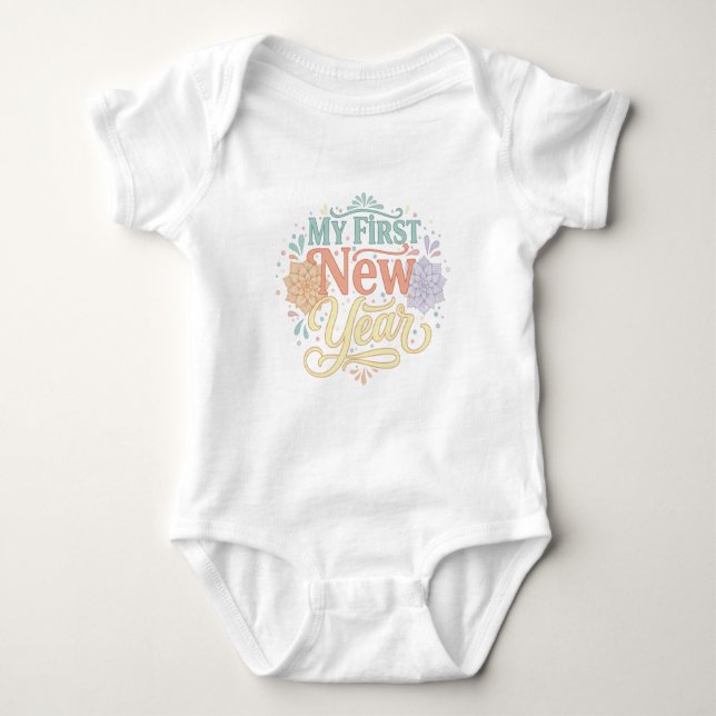 Mein erstes Neujahrsbaby 2026 Süßes Neujahrsoutfit Baby Strampler (Vorderseite)