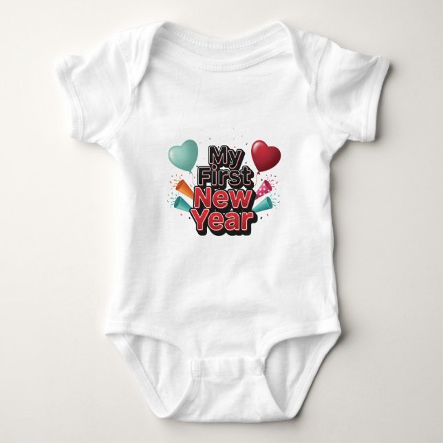 Mein erstes Neujahrsbaby 2026 Süßes Neujahrsoutfit Baby Strampler (Vorderseite)