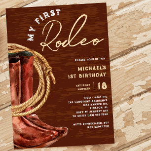 Mein erstes Rodeo Cowboy 1. Geburtstag Party Einladung