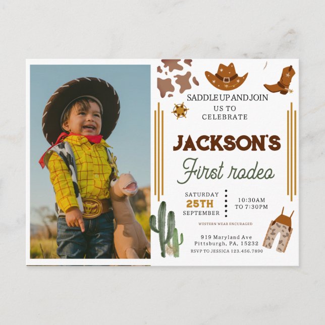 Mein erstes Rodeo Cowboy Foto 1. Geburtstag Postkarte (Vorderseite)