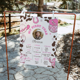 Mein erstes Rodeo Cowgirl rosa braunes Foto Milest Poster