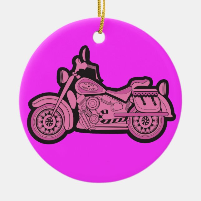 Mein erstes rosa Motorrad Keramik Ornament (Vorne)