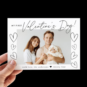 Mein erstes Valentinstag Black Script-Foto Feiertagskarte