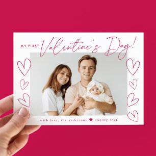 Mein erstes Valentinstag Magenta-Foto Feiertagskarte