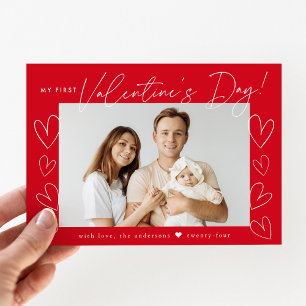 Mein erstes Valentinstag Rotes Foto Feiertagskarte