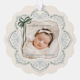 Mein erstes Vintages Weihnachtsfest-Foto Ornament Karte