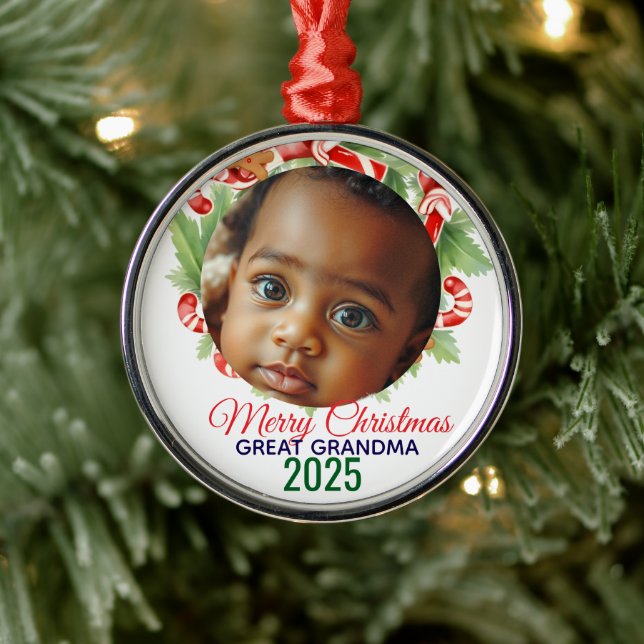 Mein erstes Weihnachten 2025: Personalisiertes Fot Ornament Aus Metall (Baum)