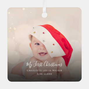 Mein erstes Weihnachten 2 Baby-Fotos Festlich Ornament Aus Metall