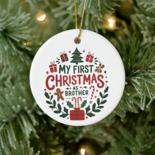 Mein erstes Weihnachten als Bruder Familie passend Keramik Ornament