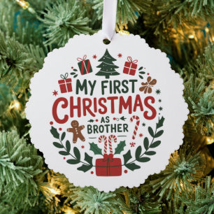 Mein erstes Weihnachten als Bruder Familie passend Ornament Karte