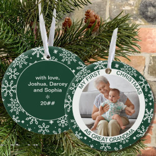Mein erstes Weihnachten als   Foto Grüne Schneeflo Keramik Ornament