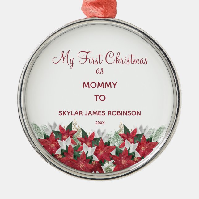 Mein erstes Weihnachten als Mommy Custom Baby Name Ornament Aus Metall (Vorne)