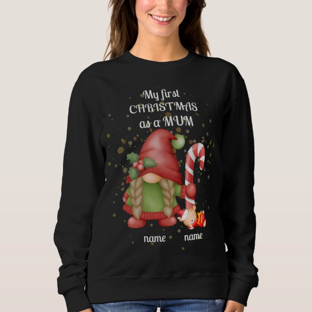 "Mein erstes Weihnachten als MUM" gnome Sweatshirt (Vorderseite)