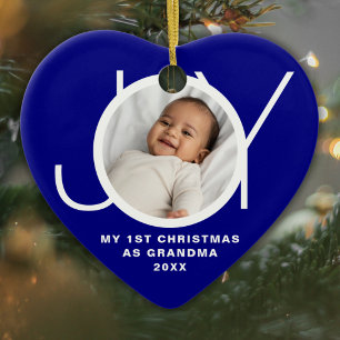 Mein erstes Weihnachten als Oma Foto Blau Keramik Ornament