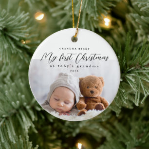 Mein erstes Weihnachten als Oma Foto und Jahr Keramik Ornament