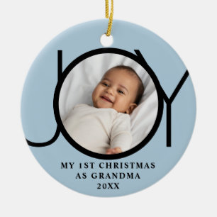 Mein erstes Weihnachten als Oma Joy Foto Blau Keramik Ornament