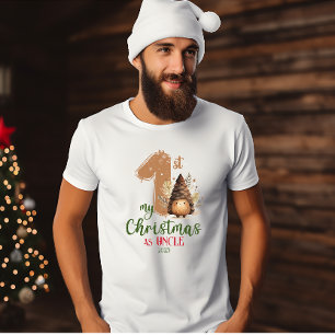 Mein erstes Weihnachten als Onkel Watercolor Retro T-Shirt